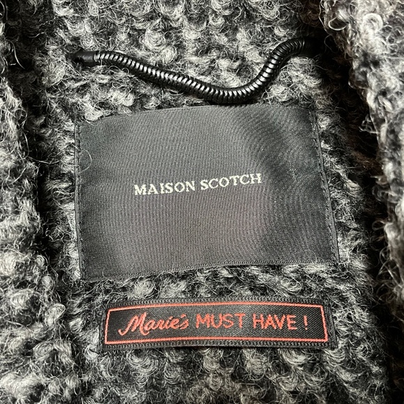 MAISON SCOTCH Wool Blend Boucle Moto Style Blazer Faux Leather Trim US Sz 2 - Picture 5 of 13